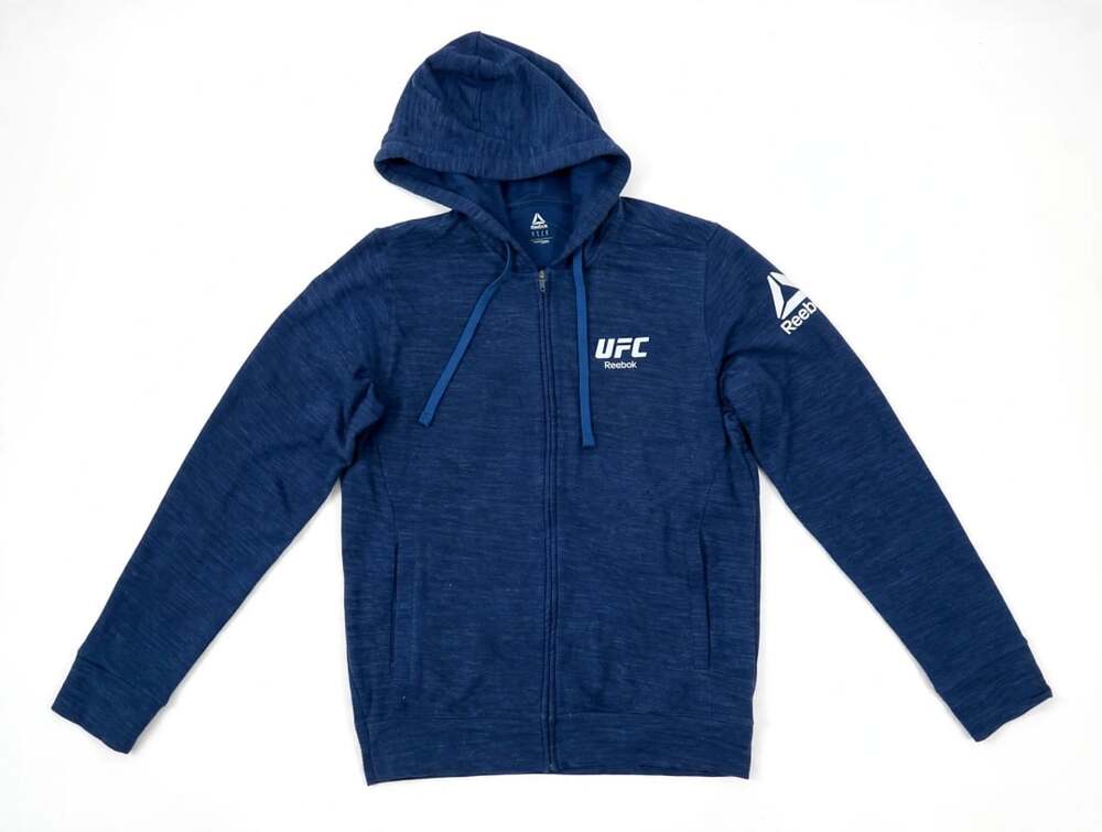 Reebok UFC Full Zip Hoodie Size L Blue Heather Knit Sweatshirt